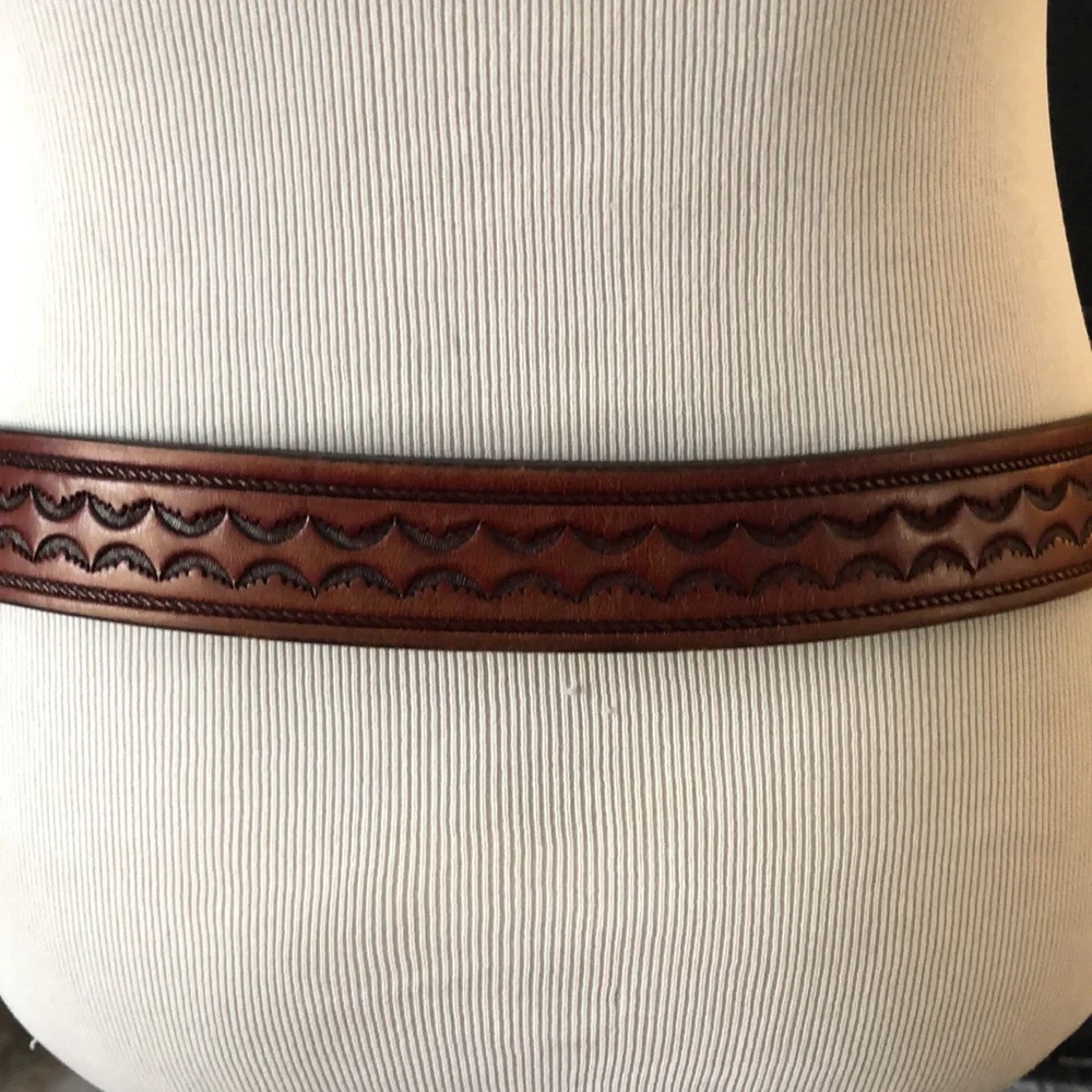 Brown Embossed Leather Belt size XL